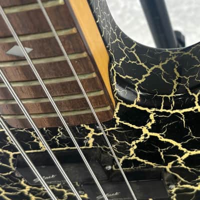Late 1980's B.C. BC Rich NJ Series Warlock bass guitar in white crackle finish image 6