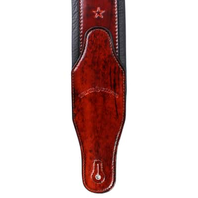 Walker And Williams GB-21 Red Bourbon Padded Leather Strap with Fleur De Lis & French Chain Design image 7