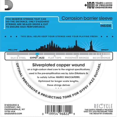 D'Addario EJ84L Gypsy Jazz Acoustic Guitar Strings, Loop End, Light, 10-44 image 7