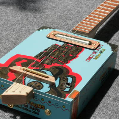 Rojas Street Tacos Electric Cigar Box Guitar by D-Art Homemade Guitar Co.