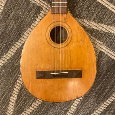 1800’s Era No-Name Mini Travel Guitar Round Body W/Pyramid Bridge Late 1800’s - Real Relic image 1