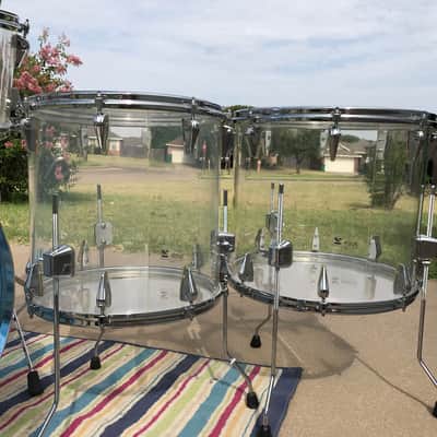 7 piece Vintage Zickos Clear Acrylic Drum Set  w/ matching Snare image 10