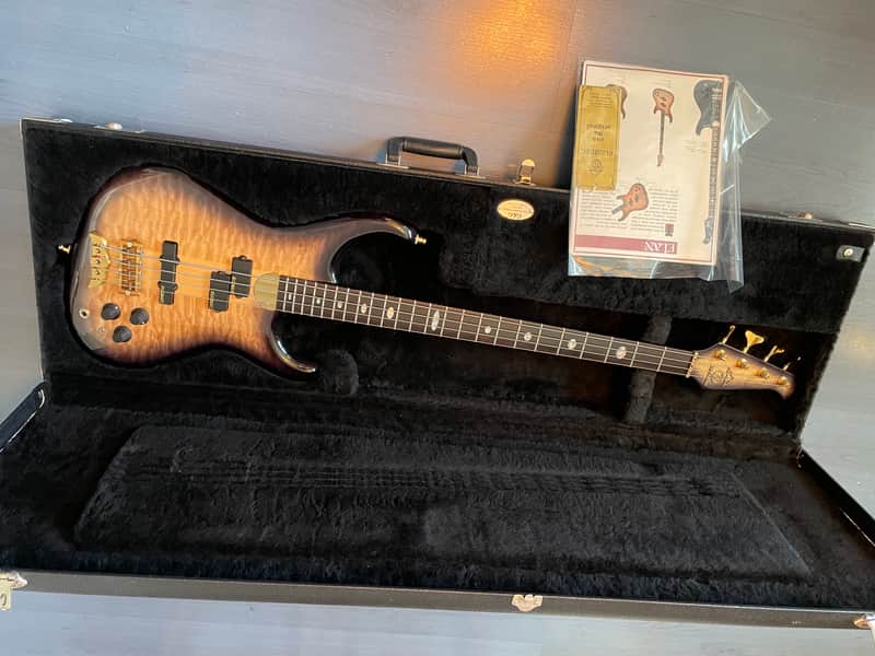 1990 Alembic Elan 4 String Bass - Quilted Maple Burst-Mint image 1