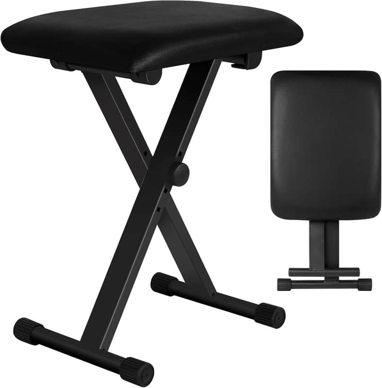 Piano Bench, Adjustable Keyboard Bench, X-Shaped Portable Piano Bench, Padded Music Bench Foldable Keyboard Stool, Non-Slip and Waterproof, Suitable for Children and Adults image 1