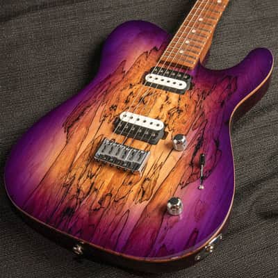 G&L Custom Shop ASAT HH RMC Purpleburst Spalted Maple on Okoume, AAA roasted neck image 1