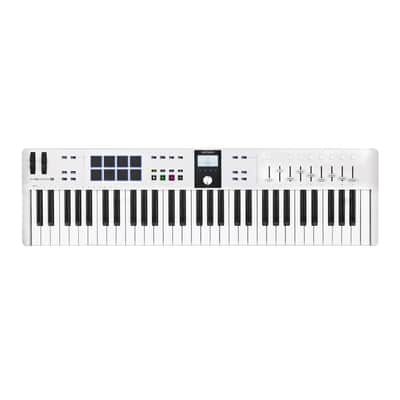 Arturia KeyLab Essential 61 mk3 MIDI Controller with Custom DAW Scripts and 5 User Presets Tailored for FL Studio, Logic Pro, Ableton Live, Cubase, and Bitwig Studio (White)