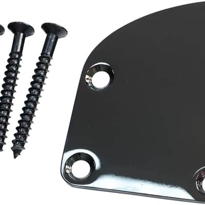 Electric Guitar Curved Neck Plate Stainless Steel Neck Joint Plate Compatible with Strat St Telecaster Tele Electric Bass Guitar Replacement Parts Vacuum Black image 1