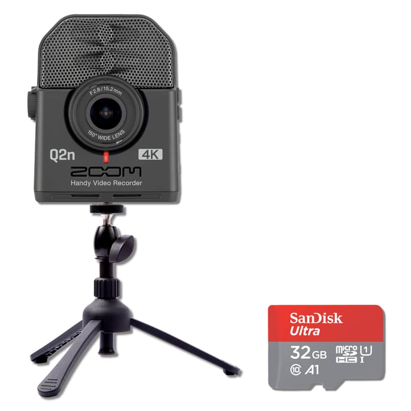 Zoom Q2n-4K Handy Video Recorder with XY Microphone, TPS-5 Tabletop Tripod Stand and 32GB microSD Card with Adapter image 1