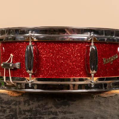 1960 Rogers 5x14 Sparkling Red Pearl Holiday Snare Drum image 8