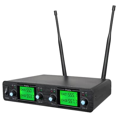 4 Channel UHF Wireless Microphone System with 4 Lavalier, Bodypack, and Headset Mics – Perfect for Music and Musicians in Church image 3