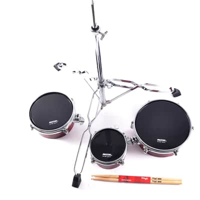 RED Brand New 100% Handmade Triple Bongo Set + Adjustable Stand with autonomous fastening, Maxtone drum head skins 6,8,10 inches & Stagg Sticks image 2