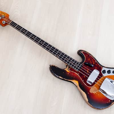 1962 Fender Jazz Bass Vintage Pre-CBS Slab Board, Sunburst w/ Case image 12
