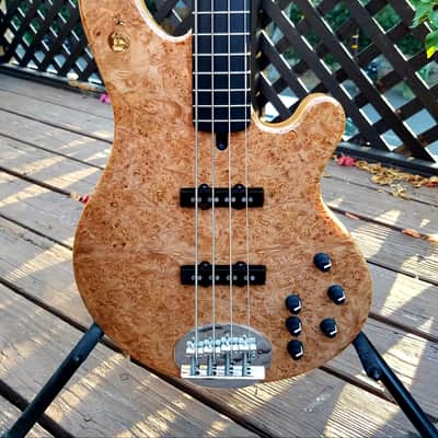 LAKLAND BASS - custom USA made 4 string, 35" scale, amazing A+++ burl maple top image 11