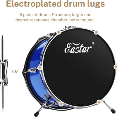 Eastar Drum Set 14 inch Drum Kit for Beginners, 3-Piece with Adjustable Throne image 5