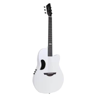 WINZZ White Solid Spruce Top With Carbon Fiber Back Electro Acoustic Guitar - AFO300CE image 1
