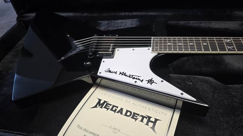 Dave Mustaine's Personal Dean Punk Zero MEGADETH Tour Stage Played Signature 1H Electric Guitar Artist Owned Signed Custom Explorer Pre-Gibson Era image 1