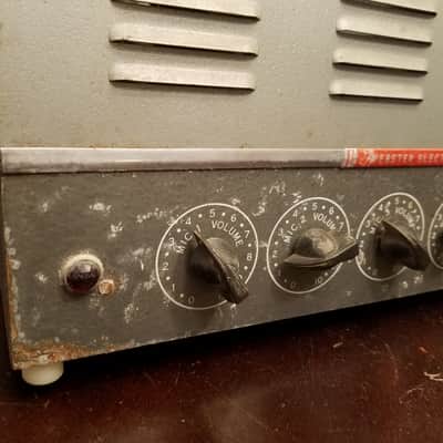 Webster Electric Rare Early Mono Tube PA Amp Mixer 1/4" phone inputs 25 Watt head 6L6 82-25 1950s - Hammered Grey metallic paint image 3