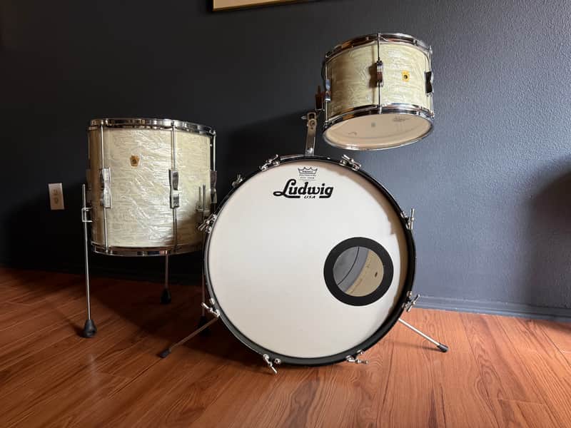 Ludwig Club Date 12/14/20 1967 Keystone White Marine Pearl image 1
