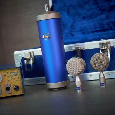 Rare Vintage Early Blue Bottle Tube Condenser Microphone Set image 2