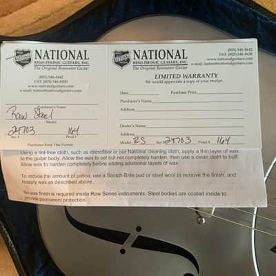 2023 National Resophonic Raw Steel, 12 fret w/Lollar Tele-Pickup. Previously artist owned. image 13