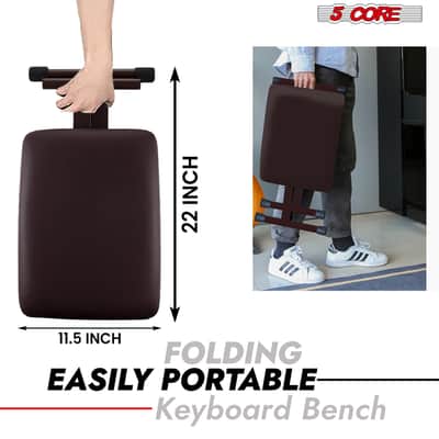 5 Core Keyboard Bench 2 Inch Padded Cushioned Piano Stool Height Adjustable 19" Guitar Seat Portable image 7
