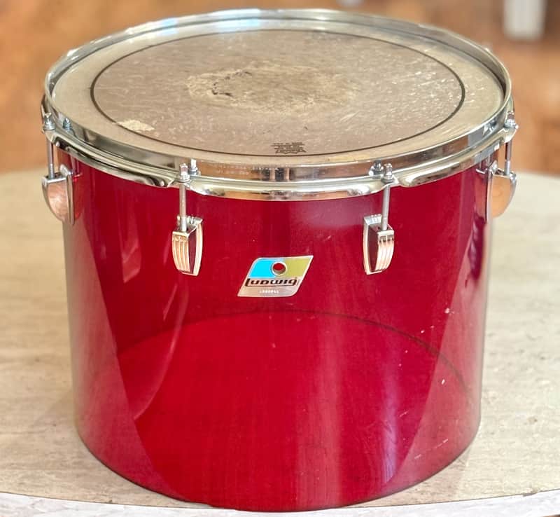 Vintage 70's Ludwig Vistalite 15" Concert Tom Red Acrylic for Drum Set Kit 1970s image 1