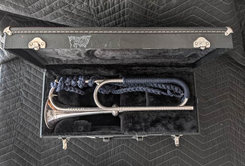 RON COLLIER ULTRA-RARE 'OLD GUARD' FIFE & DRUM CORPS CEREMONIAL TRUMPET w/CASE #7