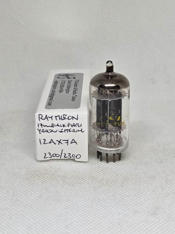 Raytheon 1960s 12AX7A Long Black Plate Perfectly Balanced Single NOS ECC83 12AX7 image 1