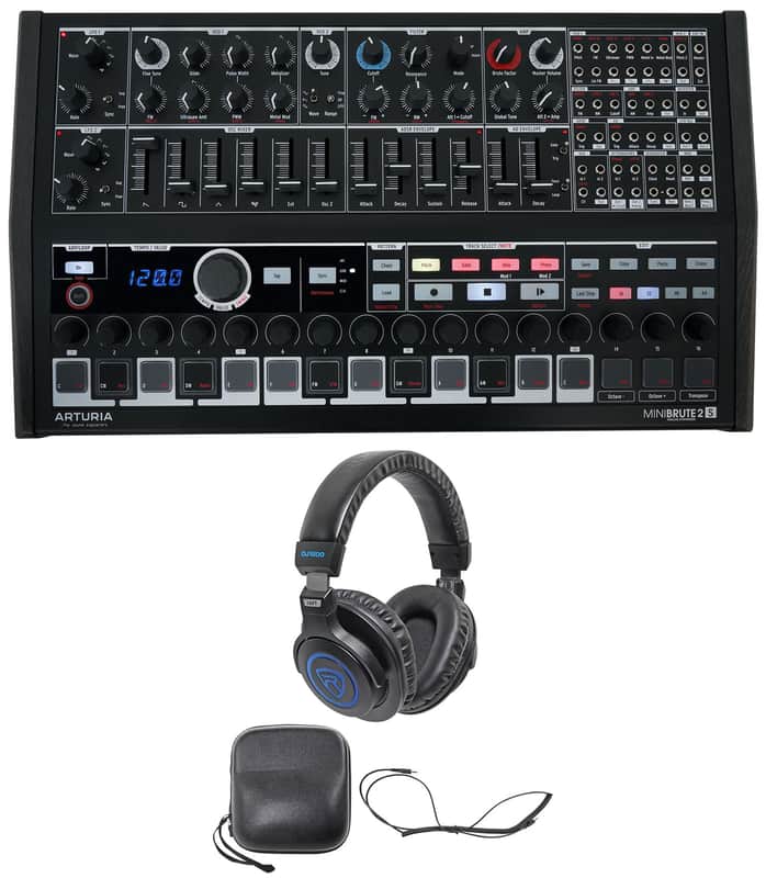 Arturia Minibrute 2S NOIR USB MIDI Analog Sequencer Synthesizer+Headphones+Mic image 1