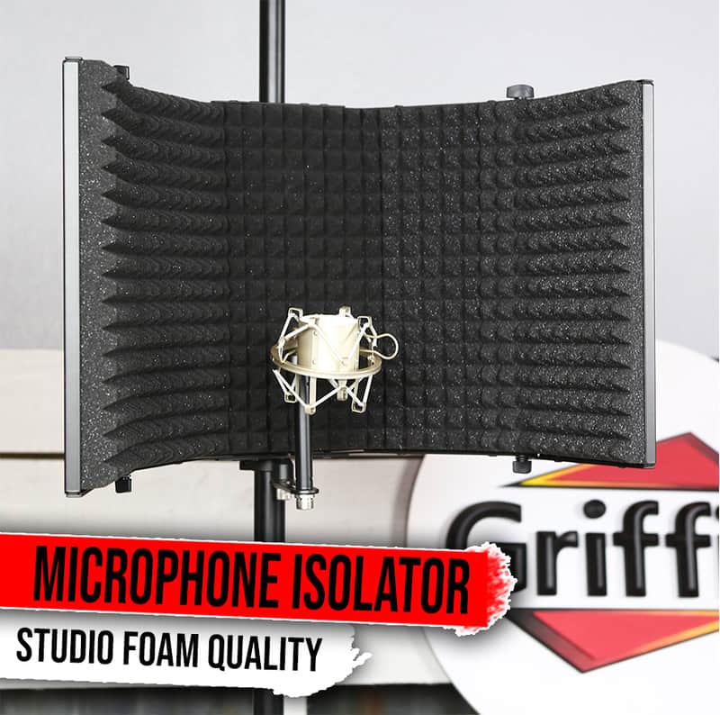 Studio Microphone Diffuser Isolation Sound Absorber Foam Panel Shield Mic Stand Bild 1