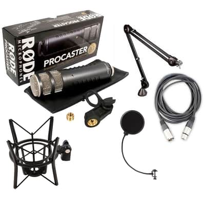 Rode Procaster Dynamic Mic w/ Shock Mount PSA1 Studio Boom Arm Cable & WindPop image 1