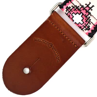 Walker & Williams H-35 Vintage Series Pink & White Southwest Diamond Design With Thick Leather Ends image 7