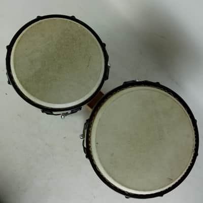 Vintage Bongo Drums 6"x7",8" Black Hardware Pig-Skin Heads Latin Percussion Set image 5
