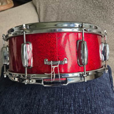 Slingerland 8 lug snare drum mahogany shell cob hoops Early 1960s - Red Sparkle image 4