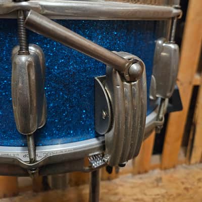 Slingerland 5.5"x 14" Super Gene Krupa Snare Drum - Blue Sparkle Pearl image 9