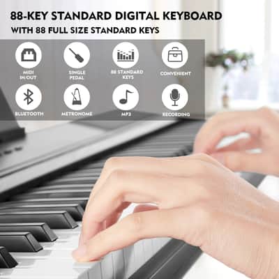 88-Key Full Size Semi-Weighted Digital Piano – Electronic Keyboard with Stand, Pedal, Bag & Bluetooth Connectivity image 4