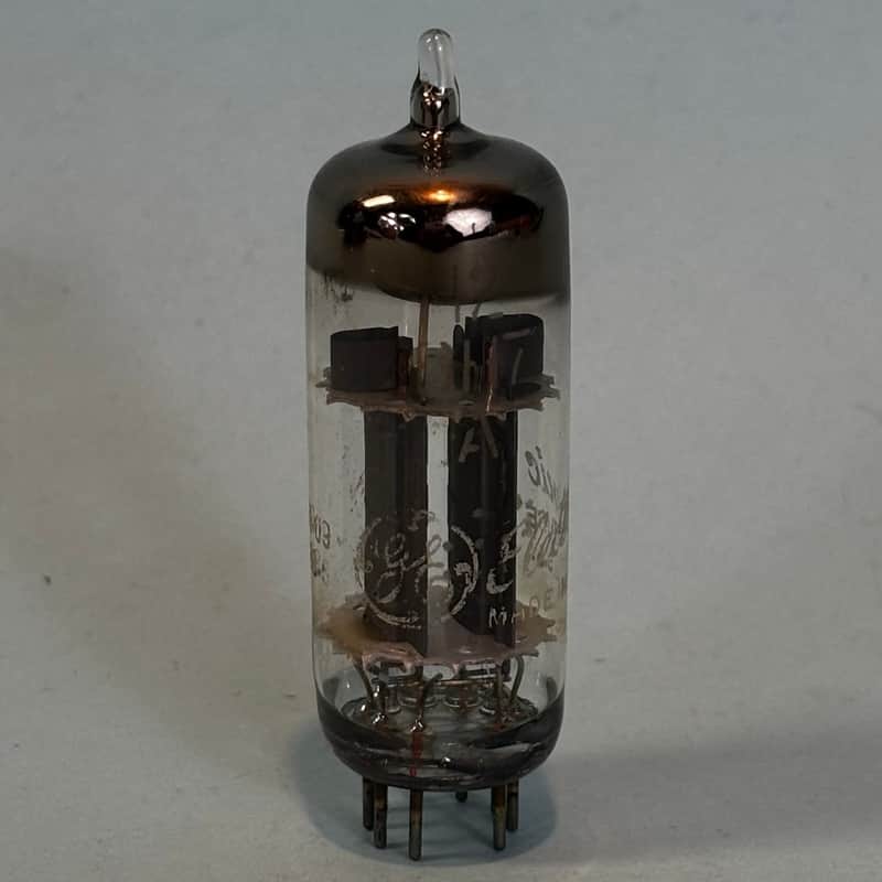 1960 General Electric 12BH7 Vintage Gray Plate Halo Getter Tube! T517 image 1