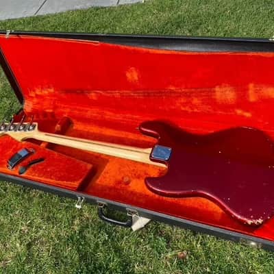 1974 Fender Jazz Bass Candy Apple Red with Maple Neck w/ Original Case 8.7 lbs image 3
