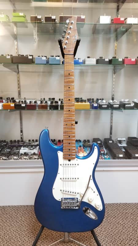 used 2019 Suhr Classic S Antique Custom with Roasted Flame Maple Neck in Lake Placid Blue, Very Good Condition with Gig Bag image 1