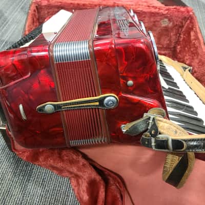 Scandalli  Maestrina Accordion 120 Bass With Case 1950s Pearl Red image 8