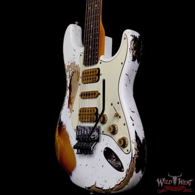 Fender Custom Shop Wild West White Lightning Stratocaster Floyd Rose HSH Rosewood Fingerboard 22 Frets Heavy Relic 2 Tone Sunburst 8.05 lbs image 2