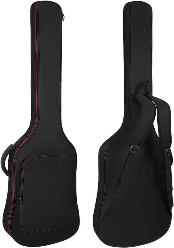 Bass Guitar Bag, Bass Guitar Bag Gig Bag Backpack Electric Bass Guitar Case Soft 0.38 inch Padding Lightweight with Pockets Waterproof (Black) image 1