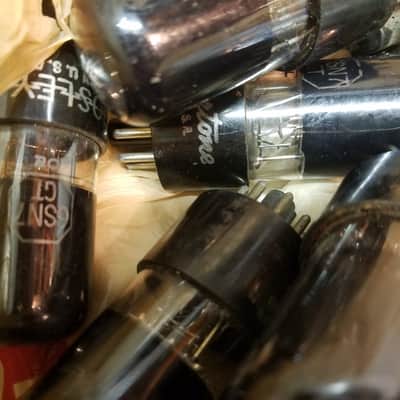 NU National Union ONE (1) 6SN7GT AT1000 TESTED Vacuum Tube greyglass black glass dual triode 1950-1952 image 2