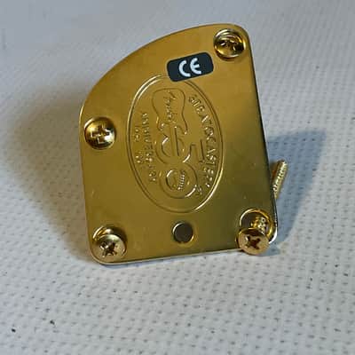 2004 Era Fender USA Deluxe 50th Anniversary Stratocaster Guitar Gold Neckplate & Screws for Contoured Heel image 1