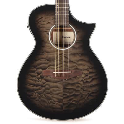 Ibanez AEWC16QATKH AEWC Acoustic-Electric Guitar Transparent Black Sunburst High Gloss image 2