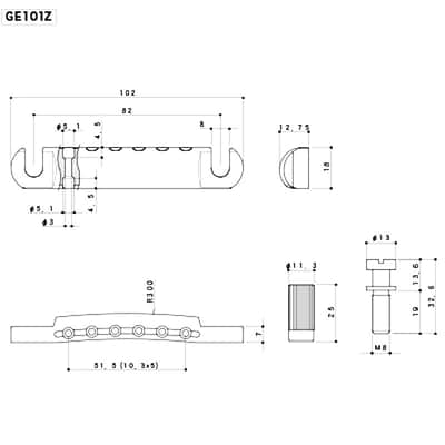 Gold Gotoh GE103B bridge + GE101Z tailpiece Tune-O-matic Style Metric Set image 8