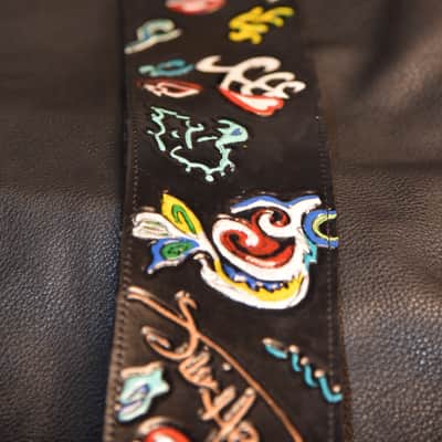 Guitar Leather strap "Jimi Hendrix flying V" 3.5" strap all custom hand made image 16