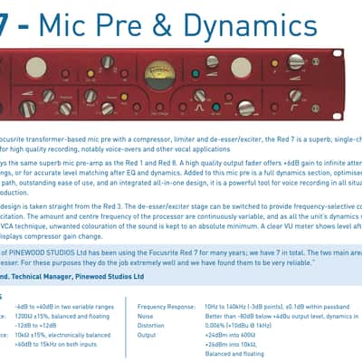 Focusrite RED 7 Mic Pre and Dynamics 2000s - Red image 4