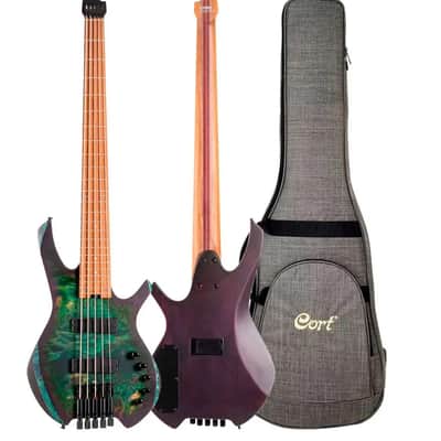 Cort SPACE5SDG Space 5 Poplar Burl Top Soft Maple Body 7pcs Roasted Maple, Walnut, Purple Heart & Maple Neck 5-String Bass Guitar w/Gig Bag image 1