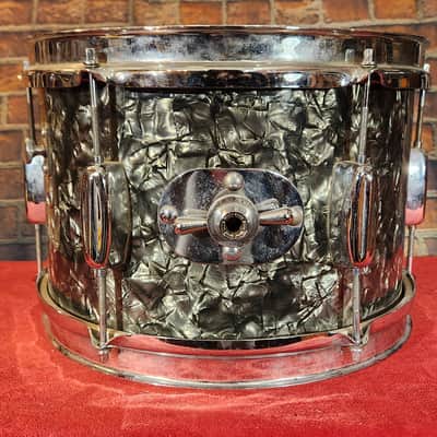 Vintage 1960s Rogers Spotlight 8x12" Rack Tom Drum Black Pearl Wrap image 4